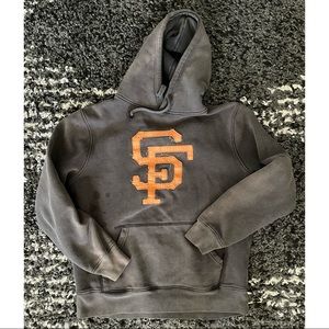 Red Jacket Gray Hoodie with Orange Logo